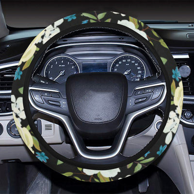 Anemone Pattern Print Design AM03 Steering Wheel Cover with Elastic Edge