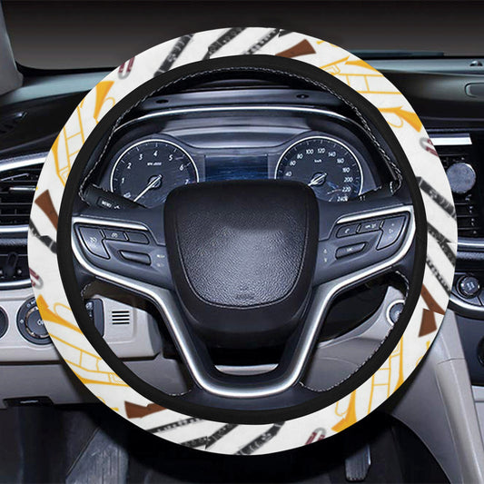 Clarinet Pattern Print Design 01 Steering Wheel Cover with Elastic Edge
