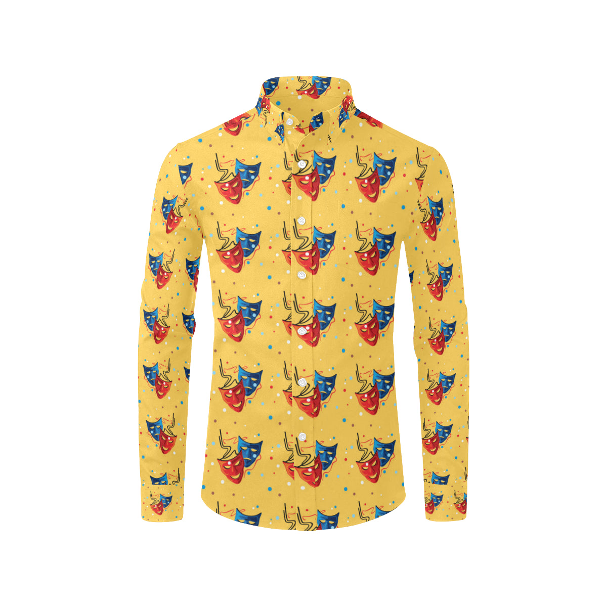Acting Mask Pattern Print Design 02 Men's Long Sleeve Shirt