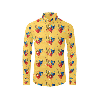 Acting Mask Pattern Print Design 02 Men's Long Sleeve Shirt