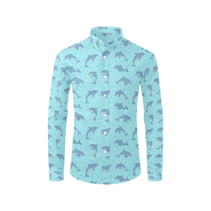 Dolphin Baby Cute Print Pattern Men's Long Sleeve Shirt