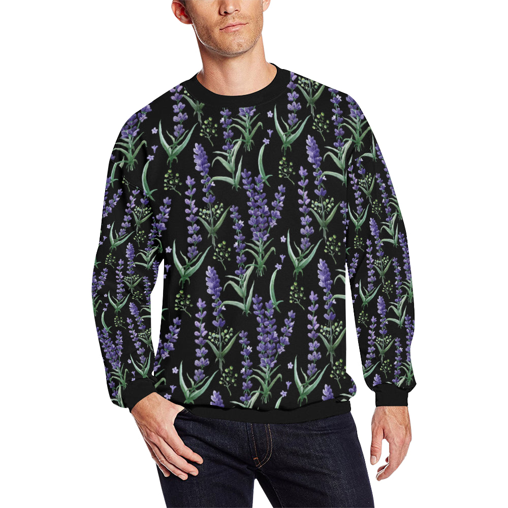 Lavender Pattern Print Design LV01 Men Long Sleeve Sweatshirt