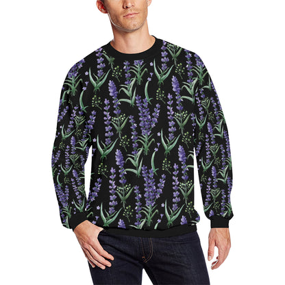 Lavender Pattern Print Design LV01 Men Long Sleeve Sweatshirt