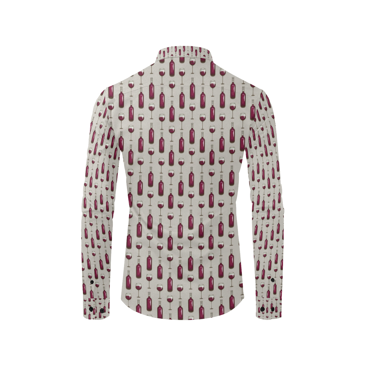 Wine Bottle Pattern Print Men's Long Sleeve Shirt