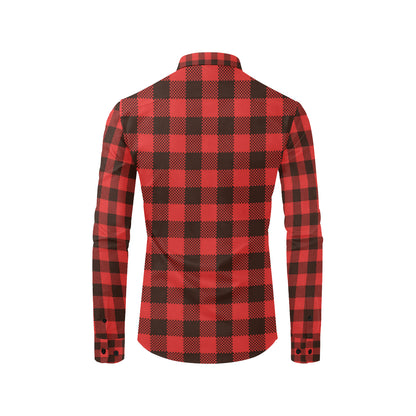 Buffalo check Red Pattern Print Design 05 Men's Long Sleeve Shirt