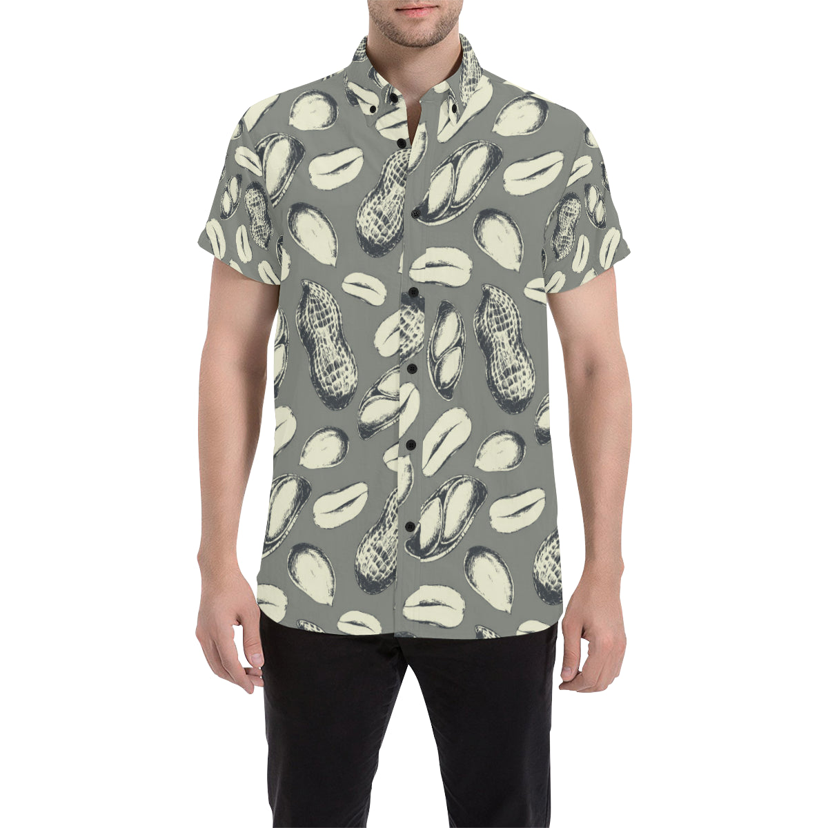 Peanut Pattern Print Design A01 Men's Short Sleeve Button Up Shirt
