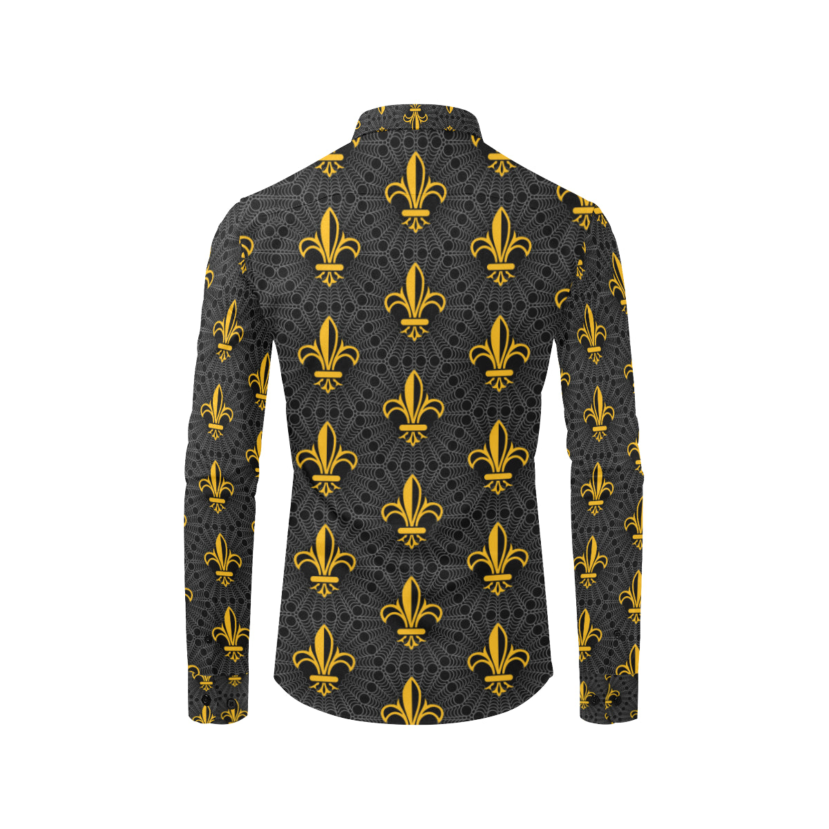 Fleur De Lis Gold Pattern Print Design 01 Men's Long Sleeve Shirt
