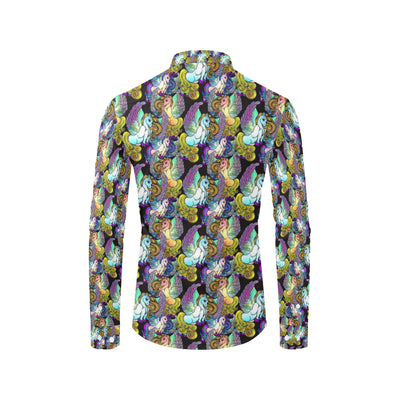 Unicorn With Wings Print Pattern Men's Long Sleeve Shirt