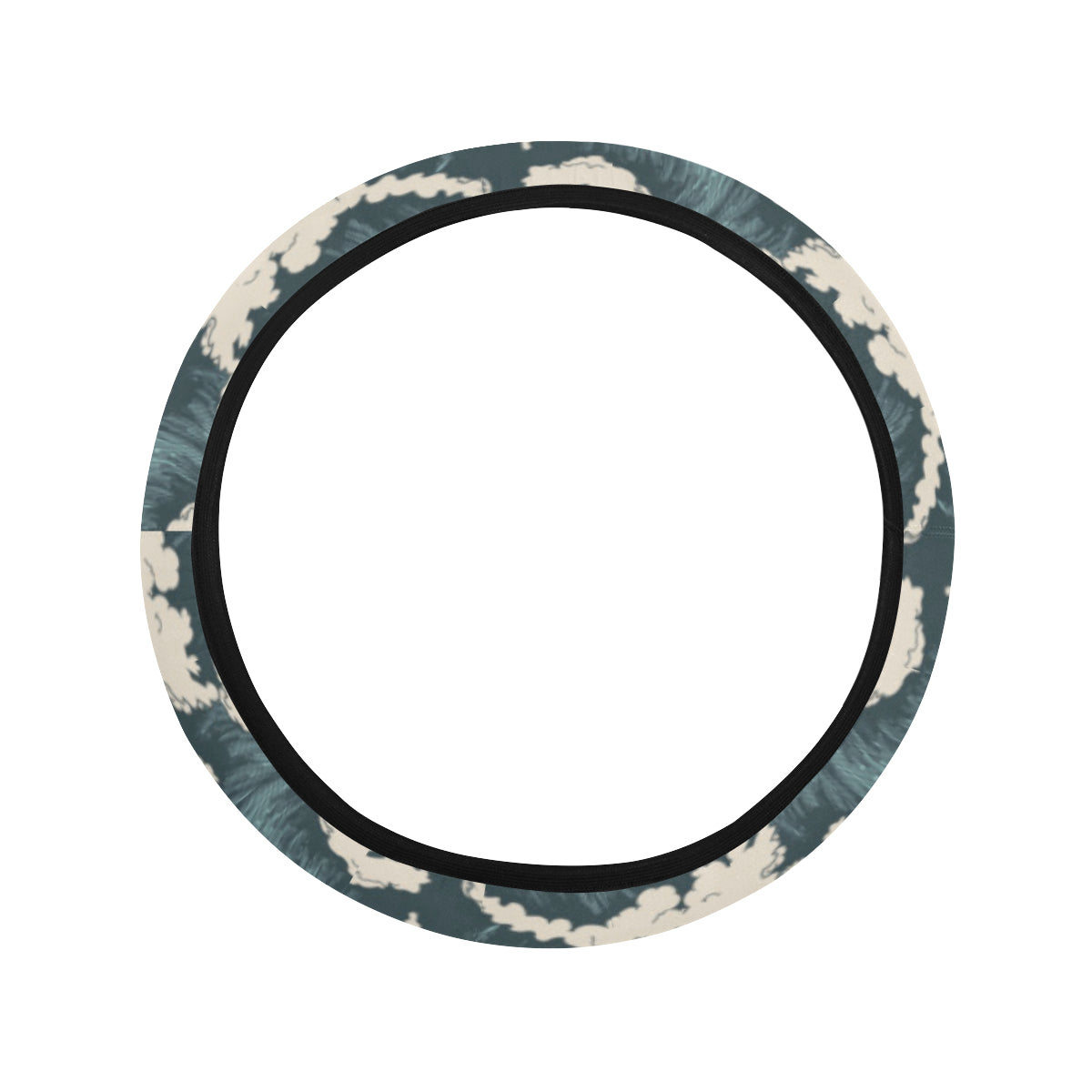 Wave Art Print Steering Wheel Cover with Elastic Edge