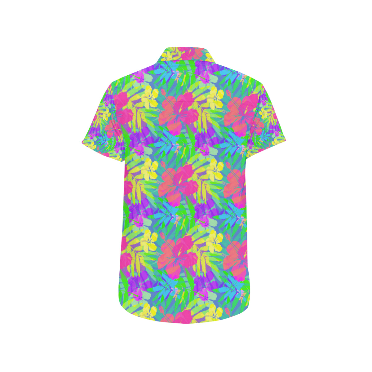 Neon Tropical Pattern Print Design A03 Men's Short Sleeve Button Up Shirt
