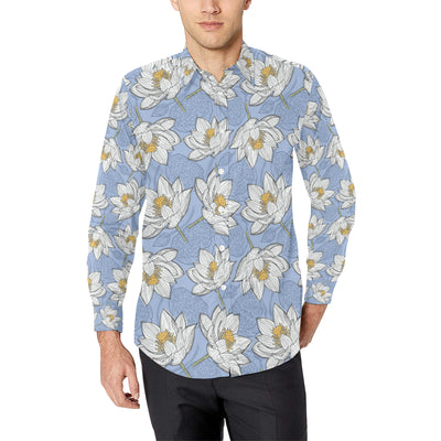 Lotus Pattern Print Design 04 Men's Long Sleeve Shirt