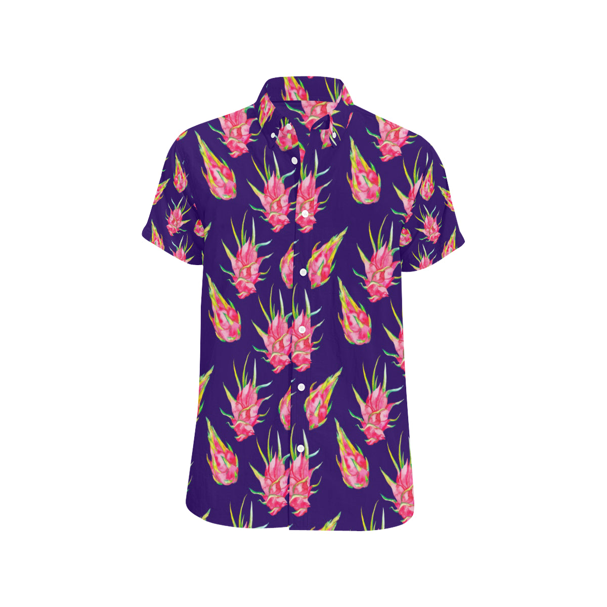 Dragonfruit Pattern Print Design DF02 Men's Short Sleeve Button Up Shirt