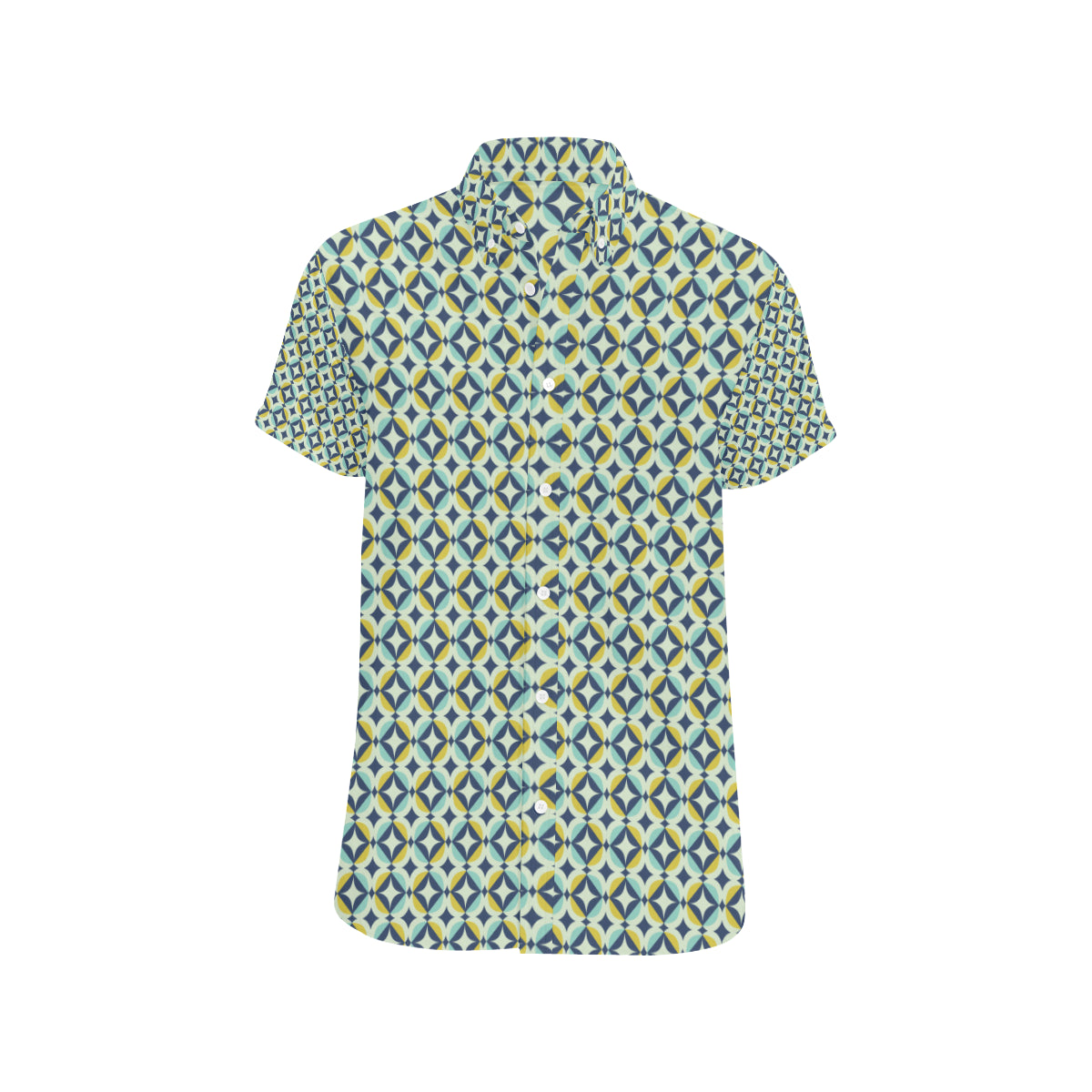 Swedish Design Pattern Men's Short Sleeve Button Up Shirt