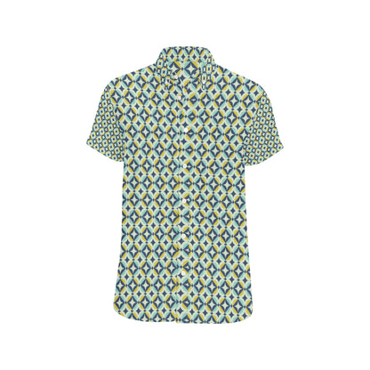 Swedish Design Pattern Men's Short Sleeve Button Up Shirt