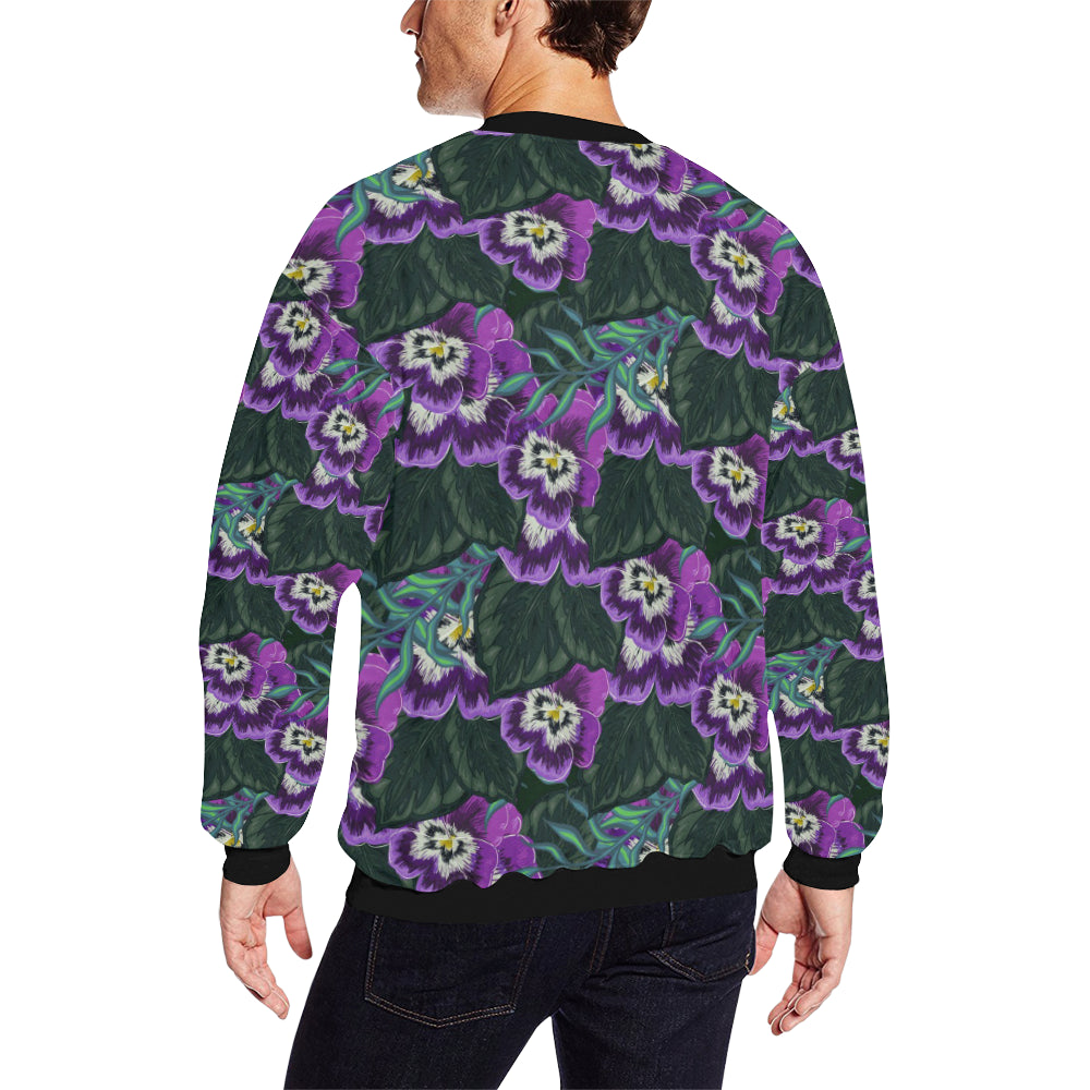 Pansy Pattern Print Design PS07 Men Long Sleeve Sweatshirt