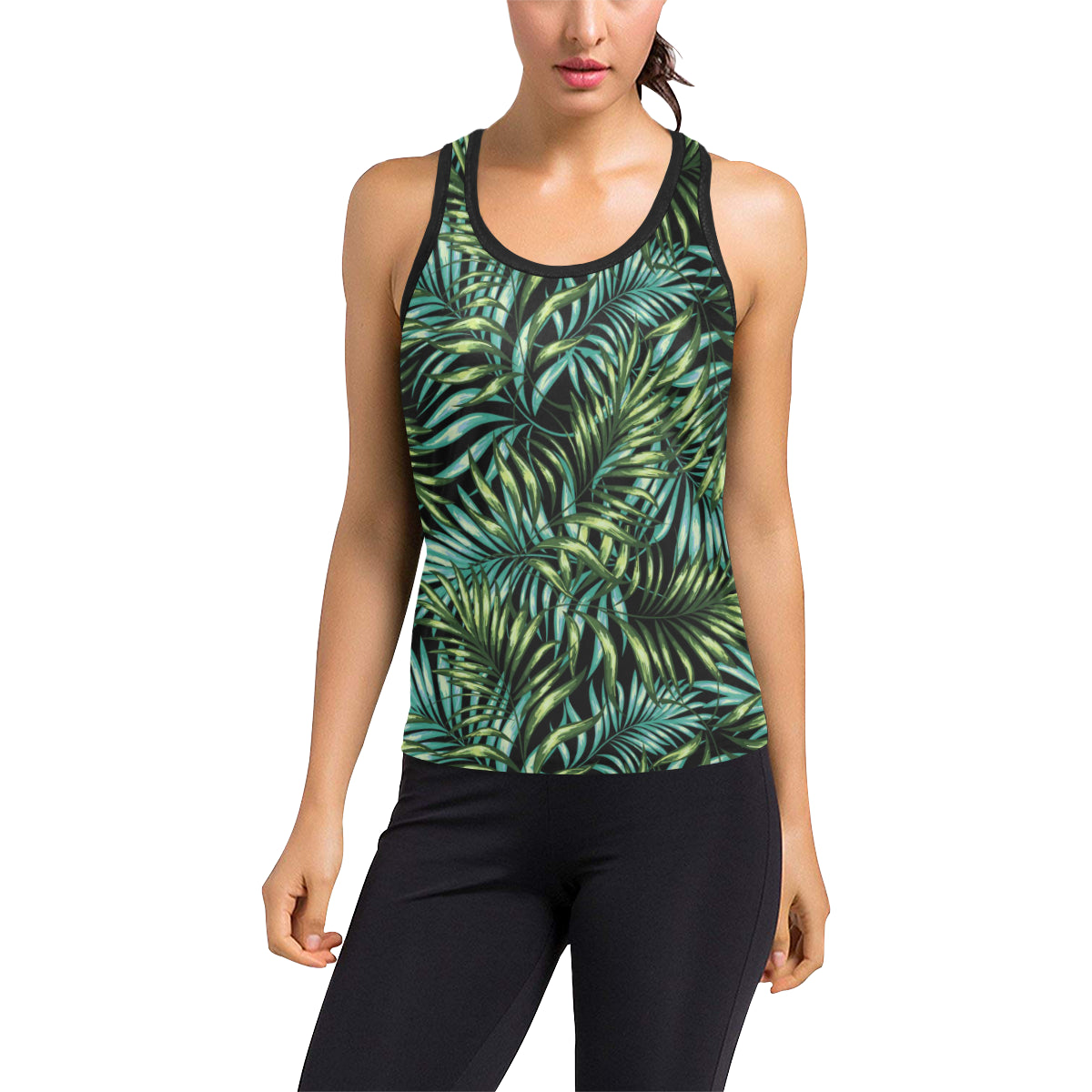 Tropical Flower Pattern Print Design TF08 Women's Racerback Tank Top