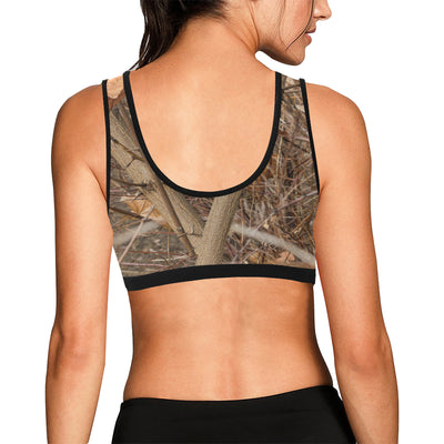 Camo Realistic Tree Forest Autumn Print Sports Bra