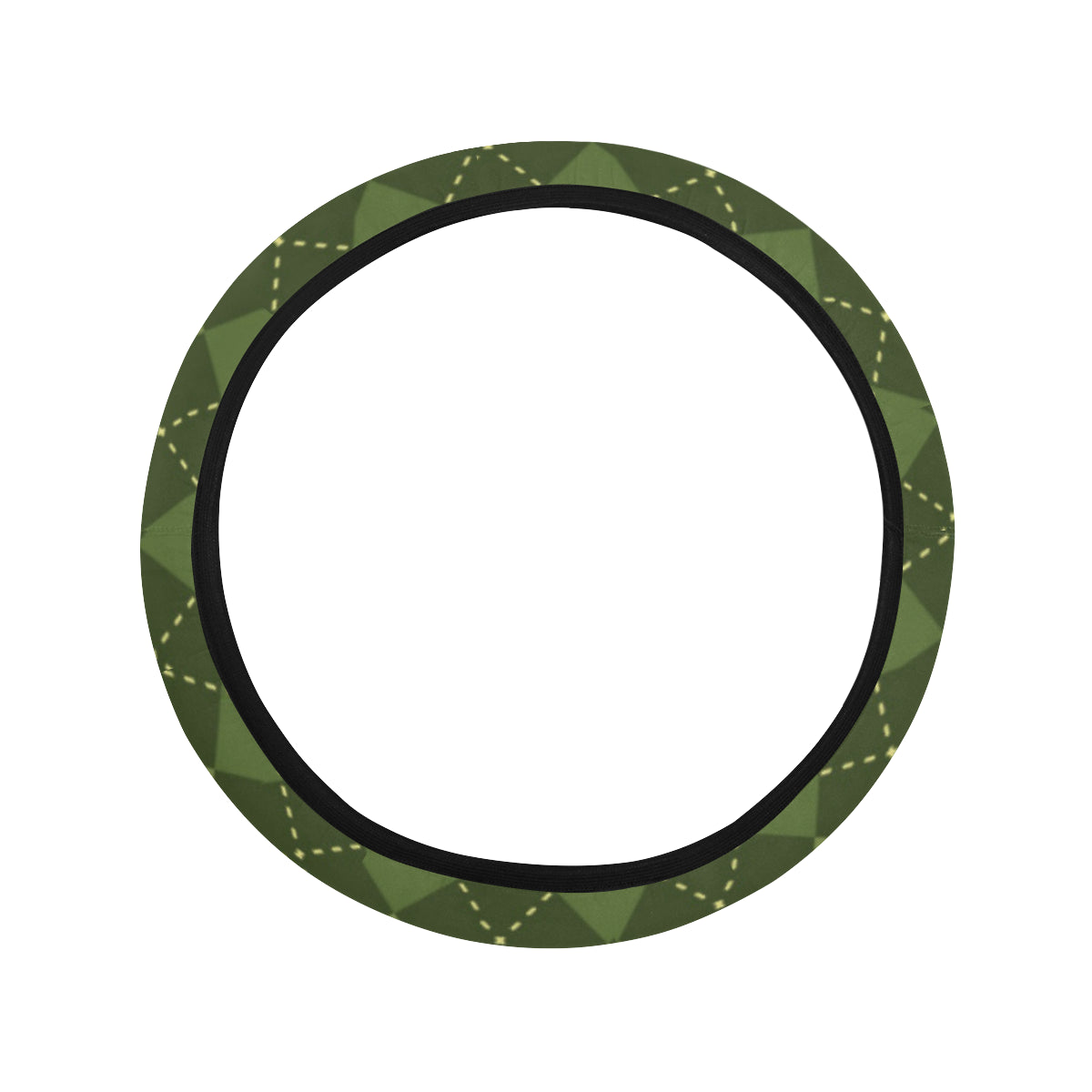 Argyle Green Pattern Print Design 01 Steering Wheel Cover with Elastic Edge