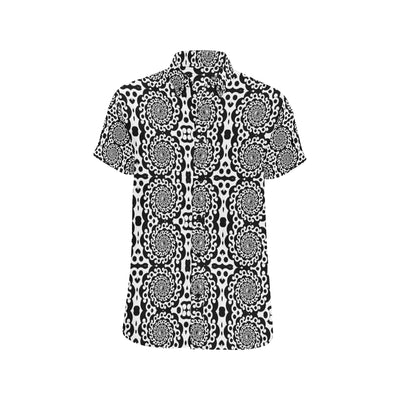 Yin Yang Spiral Design Print Men's Short Sleeve Button Up Shirt