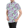 Lilac Pattern Print Design 02 Men's Short Sleeve Button Up Shirt