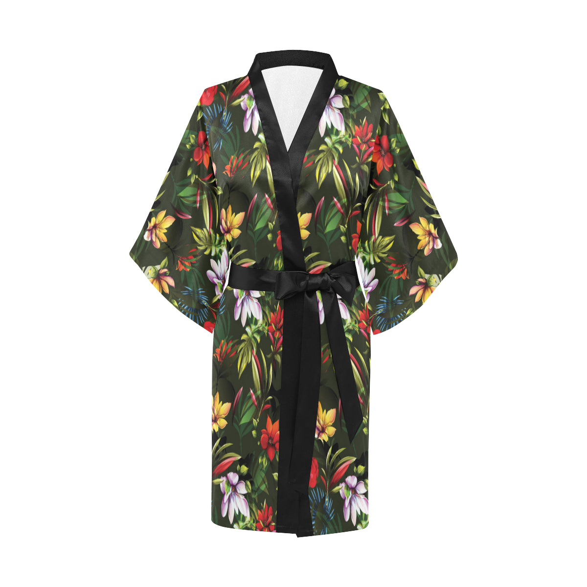 Magnolia Pattern Print Design 02 Women's Short Kimono