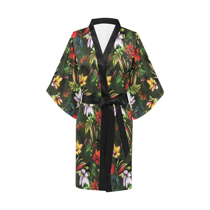 Magnolia Pattern Print Design 02 Women's Short Kimono