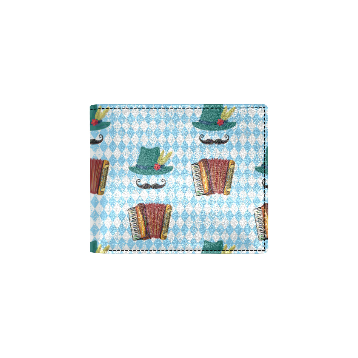 Accordion Mustache Pattern Print Design 01 Men's ID Card Wallet