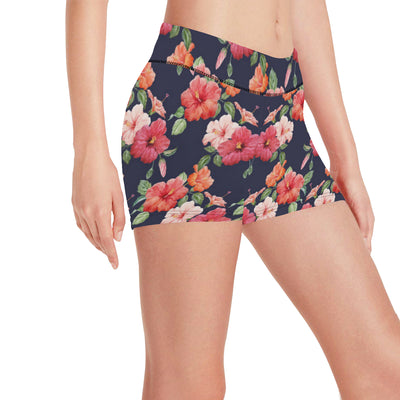 Tropical Flower Pattern Print Design TF020 Yoga Shorts