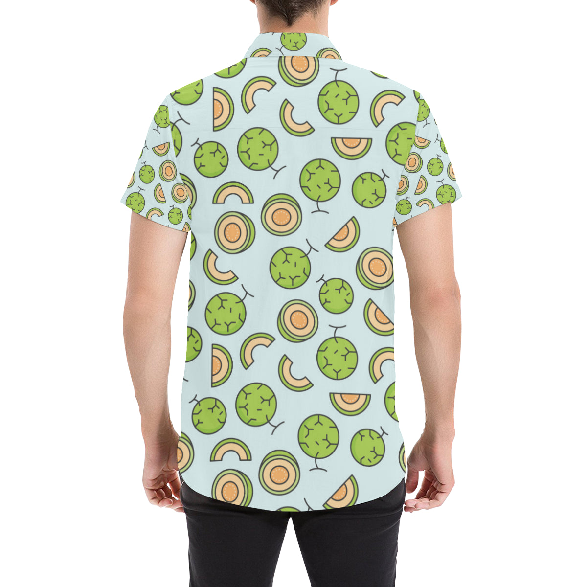 Cantaloupe Pattern Print Design 02 Men's Short Sleeve Button Up Shirt