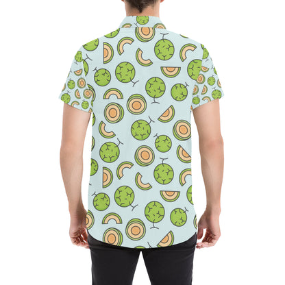 Cantaloupe Pattern Print Design 02 Men's Short Sleeve Button Up Shirt