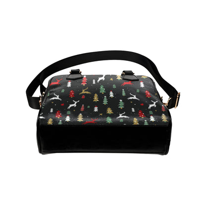 Christmas Tree Deer Style Pattern Print Design 03 Shoulder Handbag