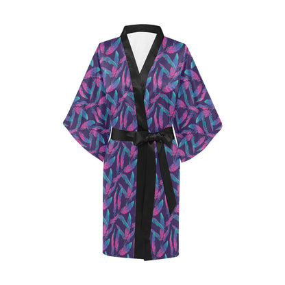 Banana Leaf Pattern Print Design 08 Women's Short Kimono