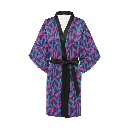 Banana Leaf Pattern Print Design 08 Women's Short Kimono