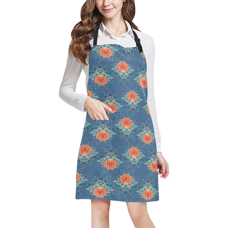 lotus Boho Pattern Print Design LO07 Apron with Pocket