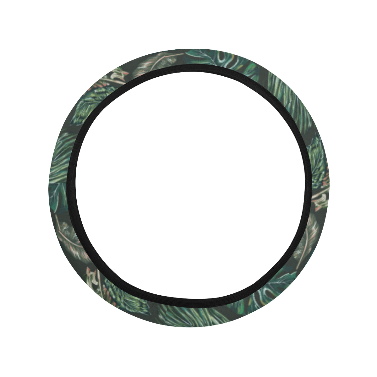 Banana Leaf Pattern Print Design 05 Steering Wheel Cover with Elastic Edge