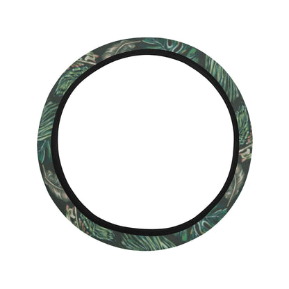 Banana Leaf Pattern Print Design 05 Steering Wheel Cover with Elastic Edge