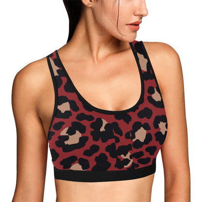 Cheetah Red Print Pattern Sports Bra