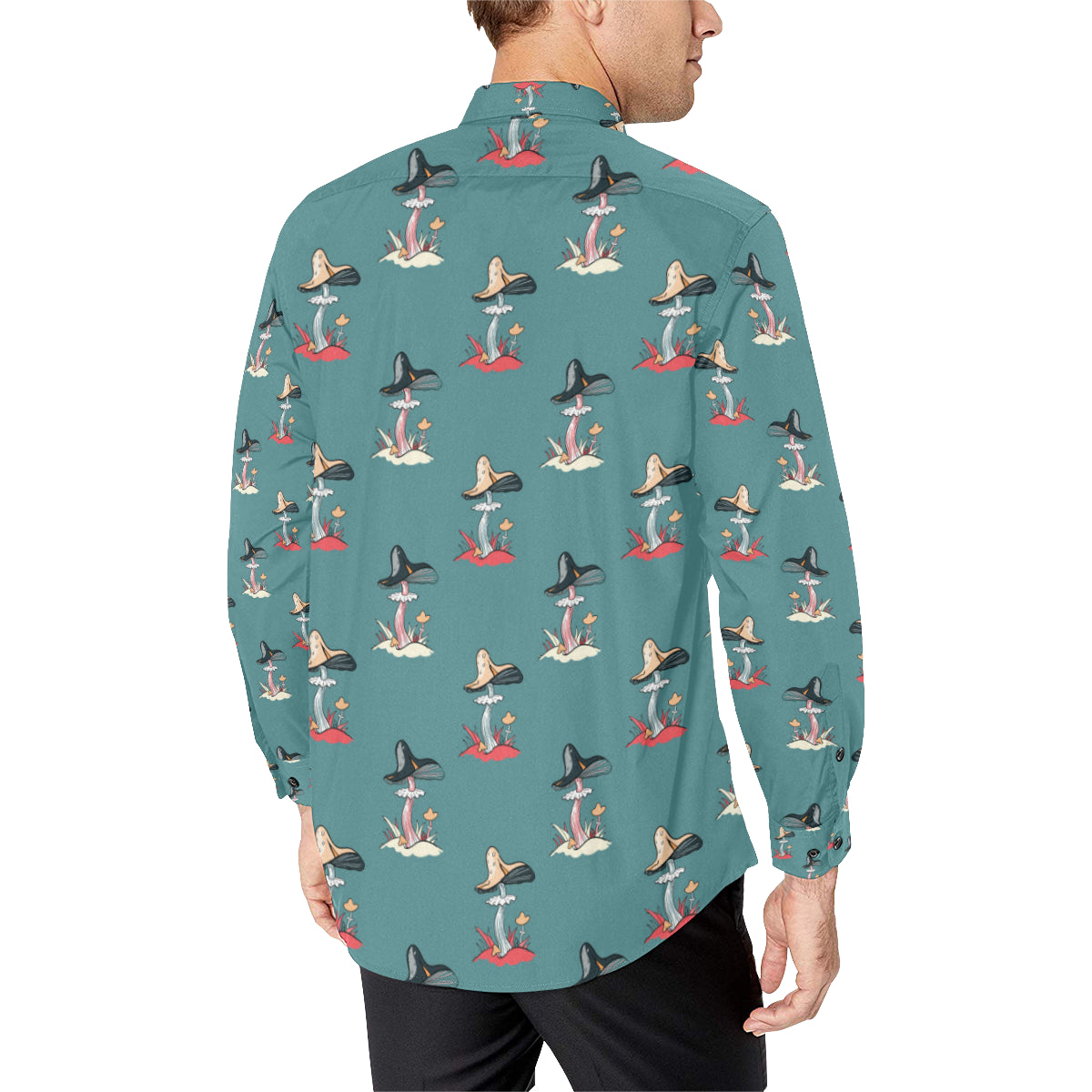 Mushroom Pattern Print Design A04 Men's Long Sleeve Shirt