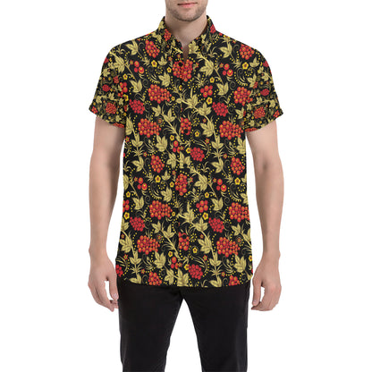 Cranberry Pattern Print Design CB02 Men's Short Sleeve Button Up Shirt