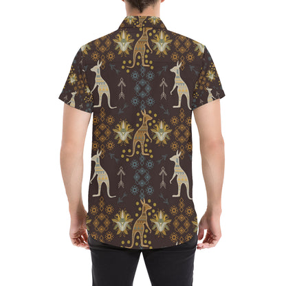 Kangaroos Pattern Print Design 03 Men's Short Sleeve Button Up Shirt