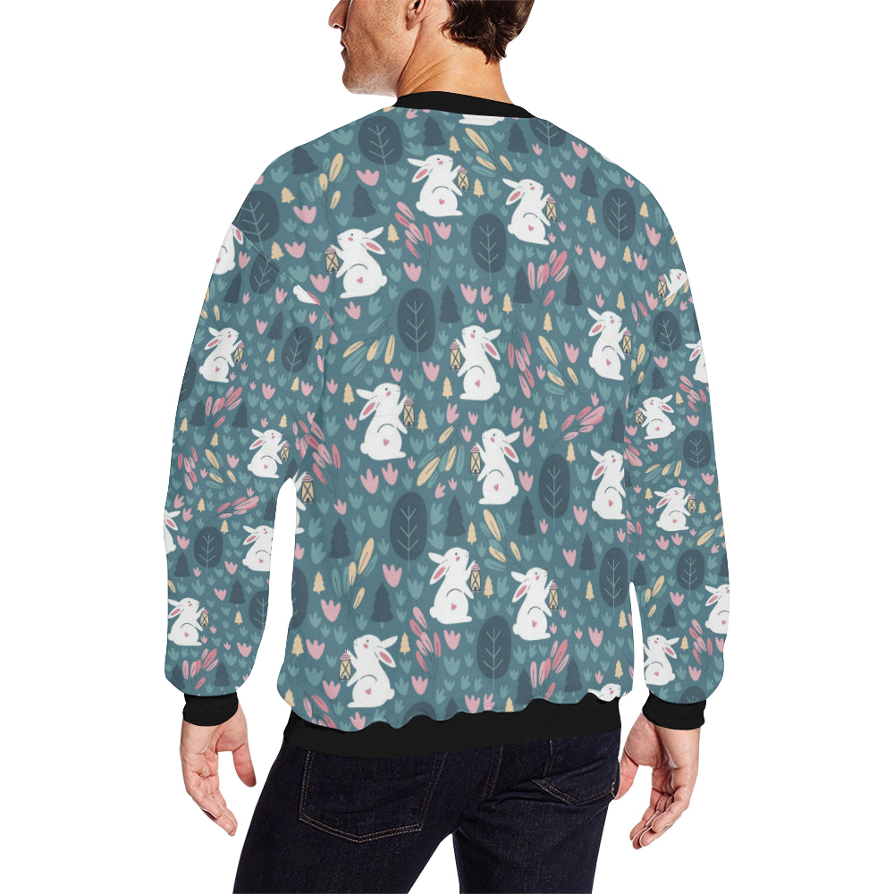 Rabbit Pattern Print Design RB013 Men Long Sleeve Sweatshirt
