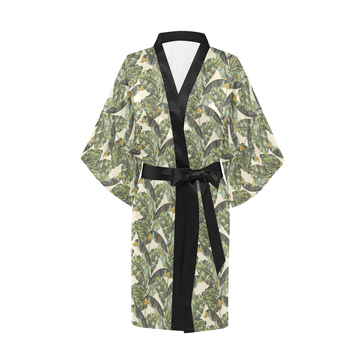 Banana Leaf Pattern Print Design 04 Women's Short Kimono
