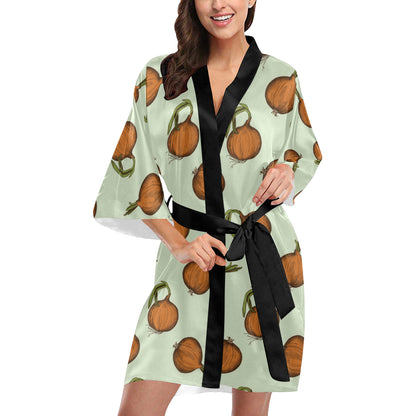 Onion Pattern Print Design A05 Women's Short Kimono