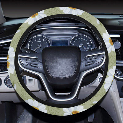 Daisy Yellow Print Pattern Steering Wheel Cover with Elastic Edge