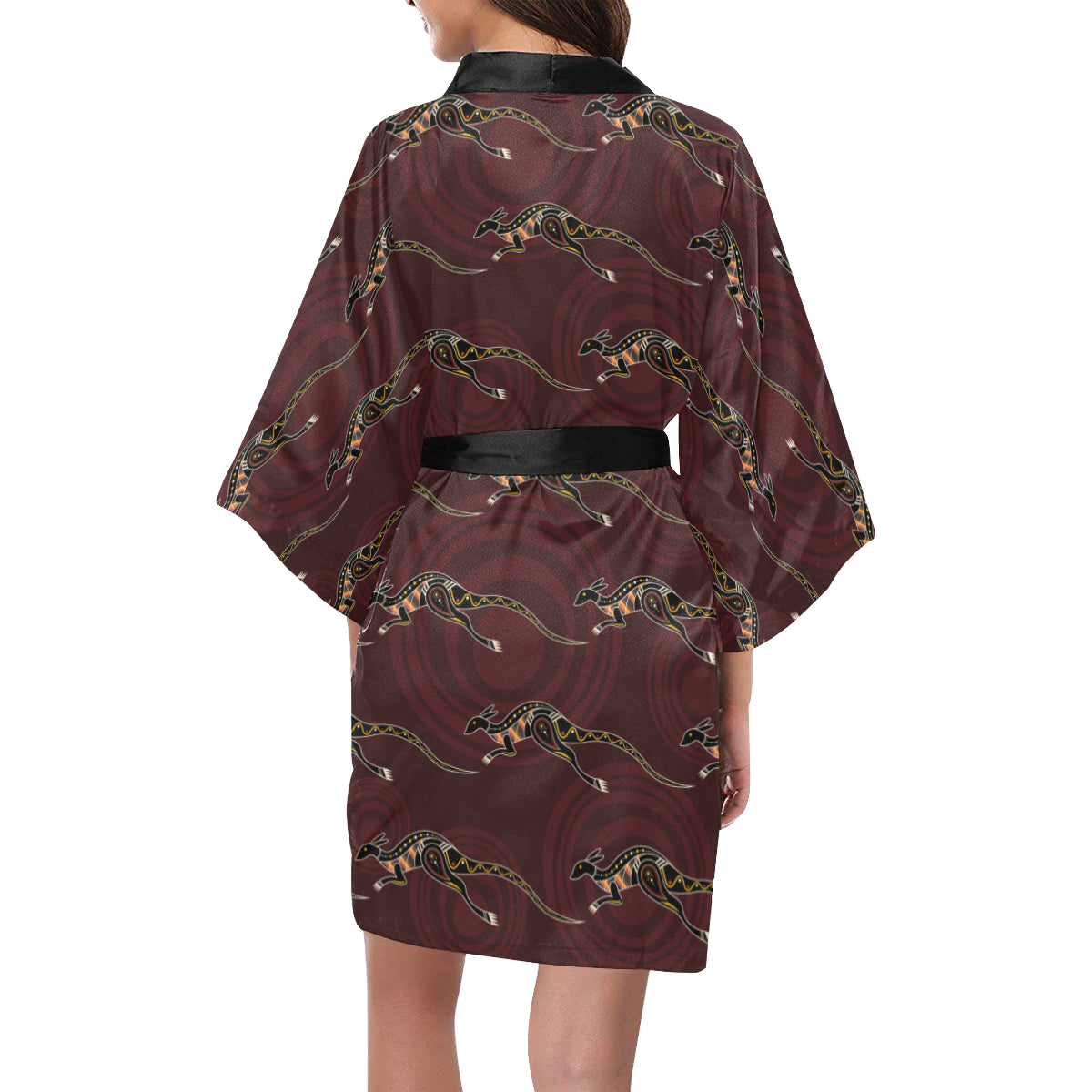Kangaroos Pattern Print Design 05 Women's Short Kimono