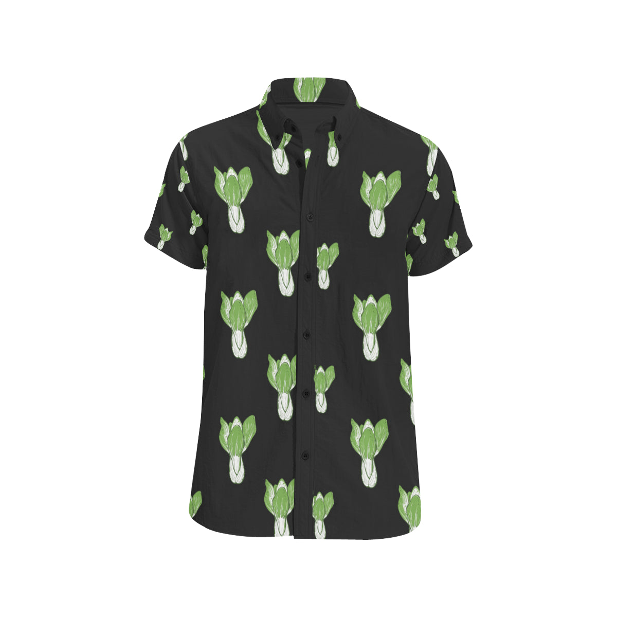 Kale Pattern Print Design 02 Men's Short Sleeve Button Up Shirt
