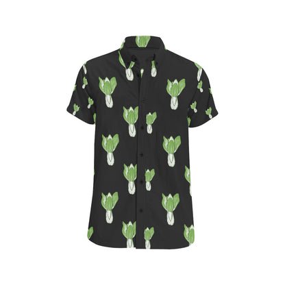 Kale Pattern Print Design 02 Men's Short Sleeve Button Up Shirt