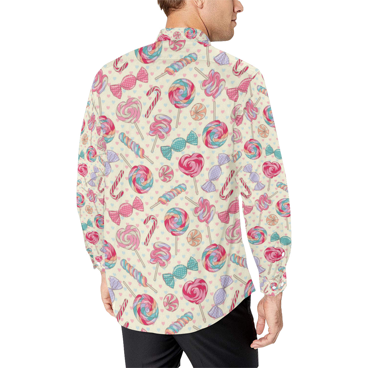 Candy Pattern Print Design CA04 Men's Long Sleeve Shirt