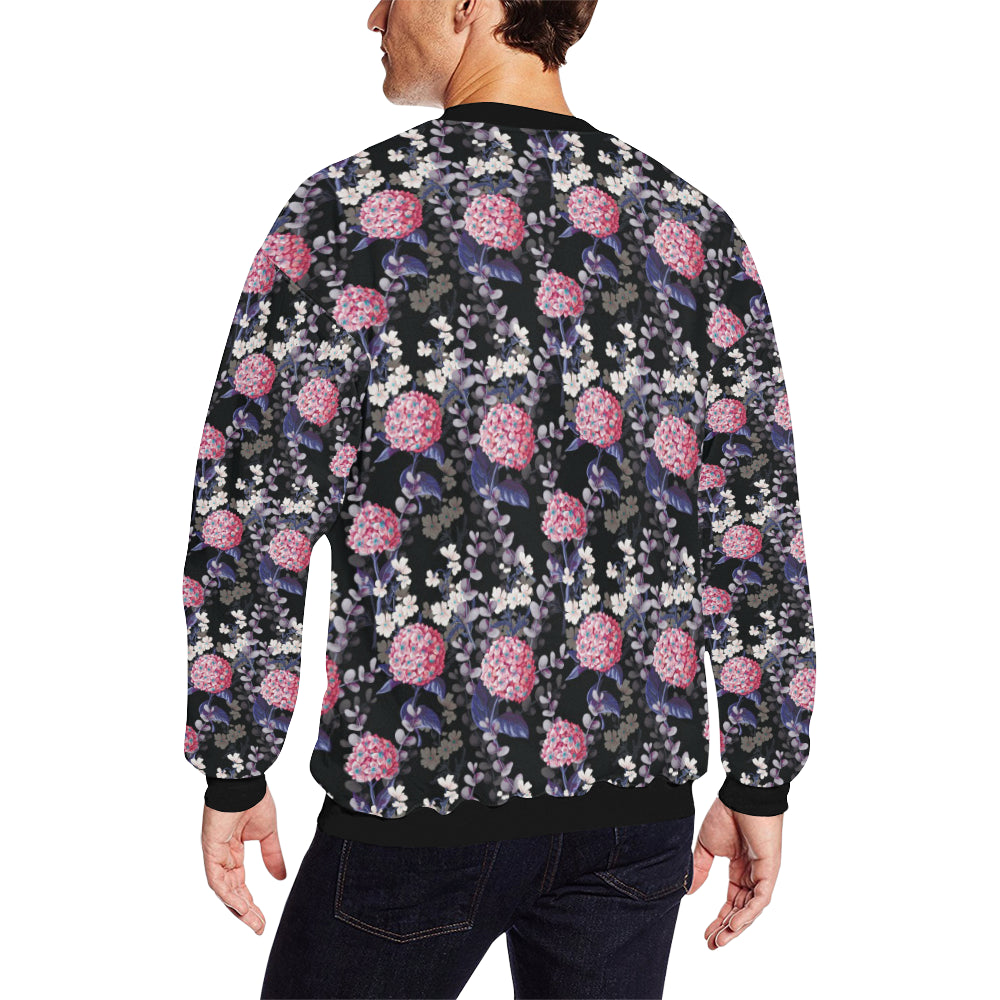 Hydrangea Pattern Print Design HD04 Men Long Sleeve Sweatshirt