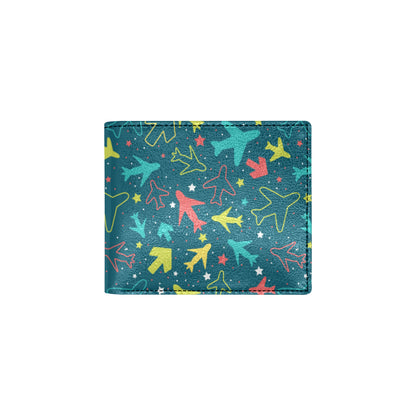 Airplane Pattern Print Design 05 Men's ID Card Wallet